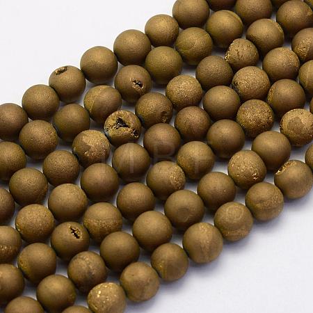 Electroplate Natural Druzy Agate Beads Strands G-G708-8mm-12-1