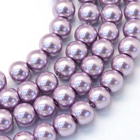 Baking Paint Pearlized Glass Pearl Round Bead Strands X-HY-Q330-8mm-44-1