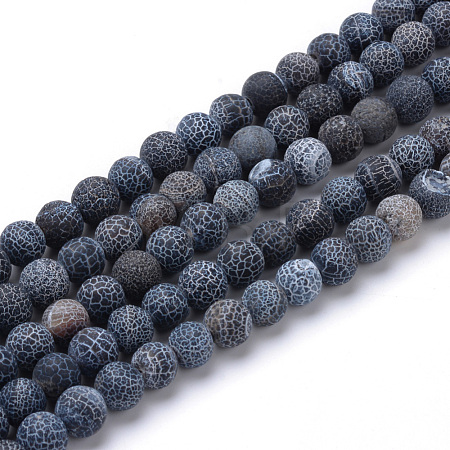 Natural & Dyed Crackle Agate Bead Strands X-G-T056-8mm-01-1