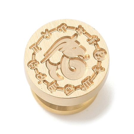 Golden Plated Round Shaped Wax Seal Brass Stamp Head STAM-K002-01G-12-1