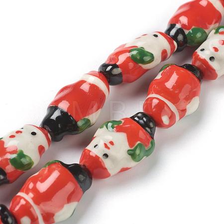 Handmade Porcelain Christmas Santa Claus Beads Strands PORC-G006-18-1
