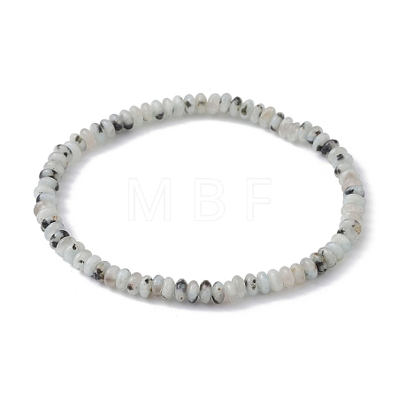 Natural Sesame Jasper Rondelle Beaded Stretch Bracelets BJEW-JB09980-06-1