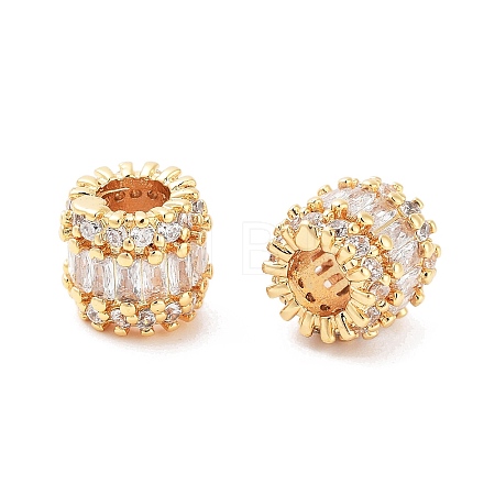 Column Brass Micro Pave Clear Cubic Zirconia Beads KK-S394-02A-1