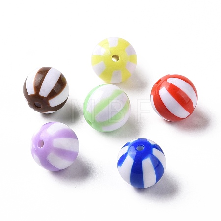 Opaque Acrylic Stripe Beads OACR-E009-02-1