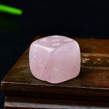Natural Rose Quartz Carved Dice Figurines Statues for Home Office Desktop Decoration PW-WG06413-05-1