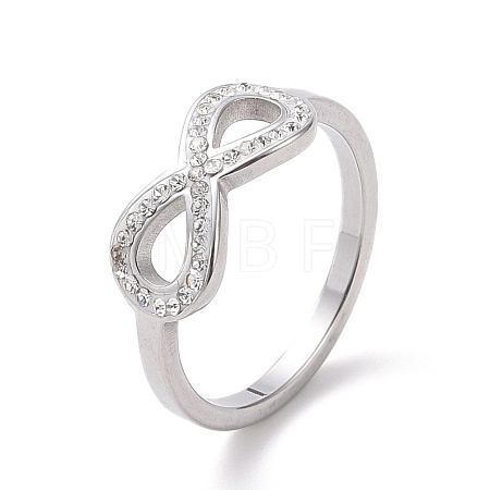 Crystal Rhinestone Infinity Finger Ring RJEW-D120-01P-1