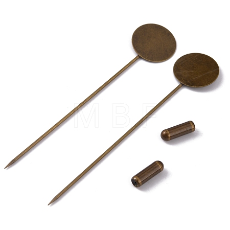 Brass Lapel Pin Base Settings KK-WH0045-025B-AB-1