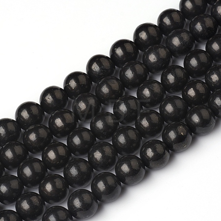 Natural Shungite Beads Strands G-I271-C03-4mm-1