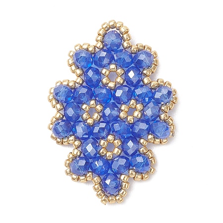 Woven Glass Beaded Connector Charms PALLOY-MZ01201-01-1