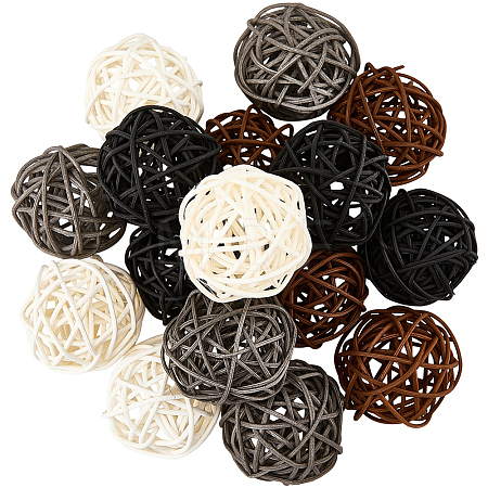 16Pcs 4 Colors Wicker Rattan Balls AJEW-SC0004-26A-1