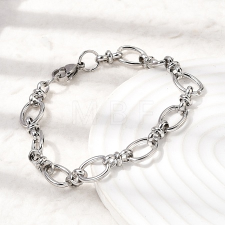 201 Stainless Steel Oval Link Chain Bracelets for Men STAS-T077-05P-1