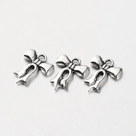 Tibetan Style Alloy Bowknot Bow Charms TIBEP-O009-20-1