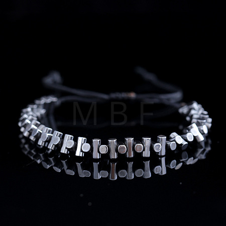 Synthetic Non-magnetic Hematite Beads Braided Bead Bracelets for Men YR7189-1