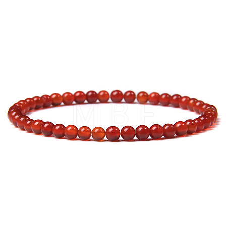 4mm Round Natural Carnelian Beads Bracelet for Men KG3069-11-1