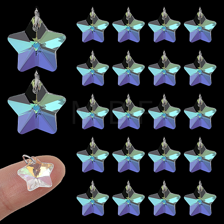 60Pcs Star Glass Pendants PALLOY-HY00123-1