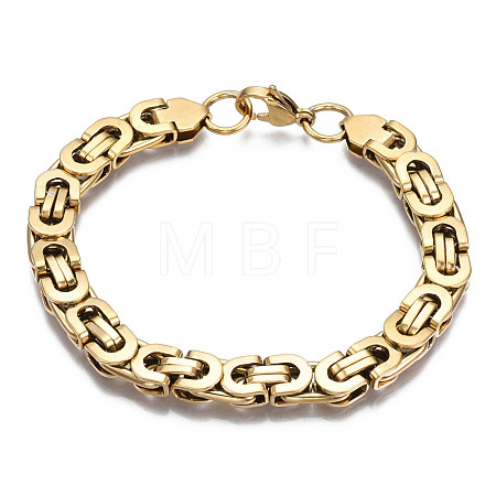 Ion Plating(IP) 201 Stainless Steel Byzantine Chain Bracelets BJEW-S057-88B-1