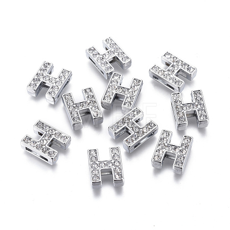 Alloy Initial Slide Charms with Grade A Rhinestones ALRI-R032-H-FF-1