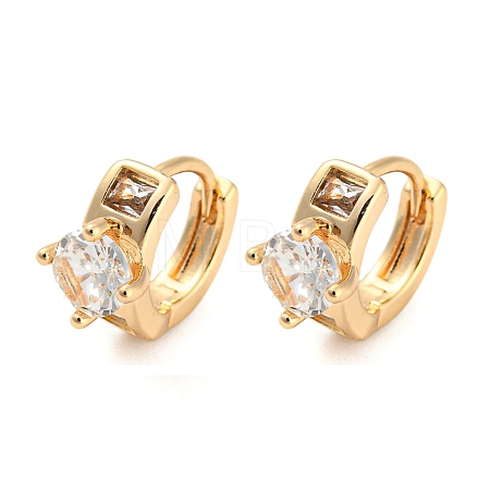 Brass with Cubic Zirconia Hoop Earrings EJEW-G363-08KCG-1