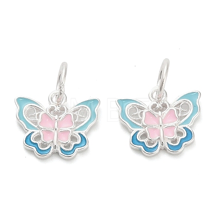 925 Sterling Silver Enamel Pink and Sky Blue Butterfly Charms STER-P071-08S-1