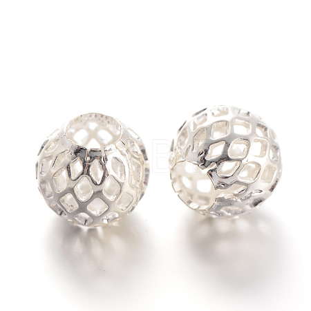 Hollow Round Brass Filigree Beads KK-L129-12S-01-1