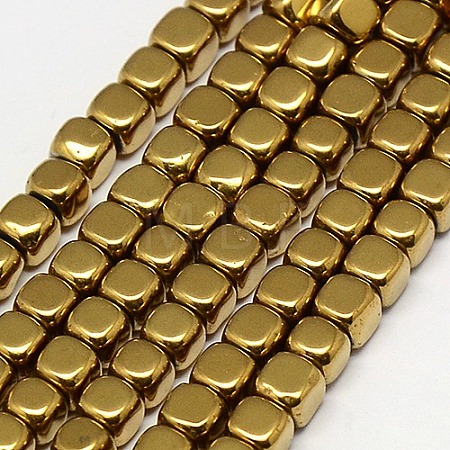 Electroplate Non-magnetic Synthetic Hematite Beads Strands G-J172-3x3mm-07-1