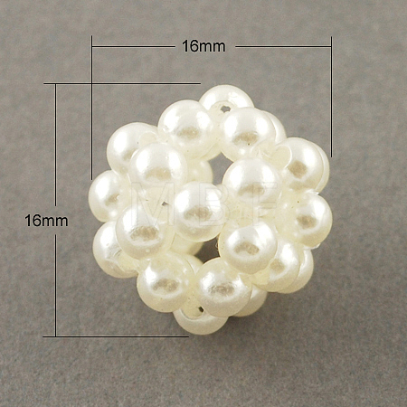 Handmade ABS Plastic Imitation Pearl Woven Beads WOVE-R030-1