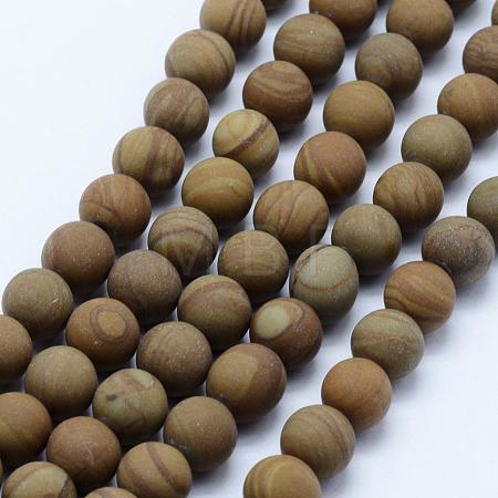 Natural Wood Lace Stone Wooden Jasper Beads Strands G-F518-21-8mm-1
