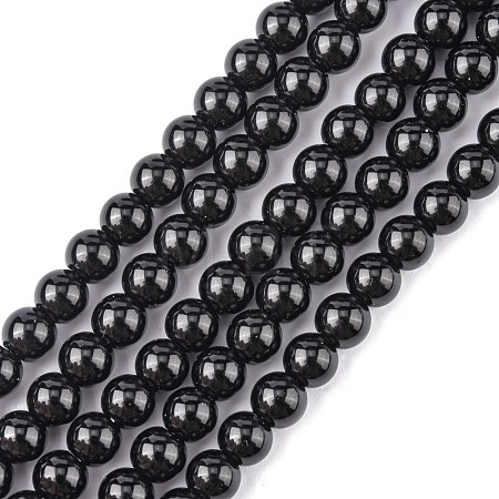 Synthetic Black Stone Beads Strands X-G-G088-6mm-1