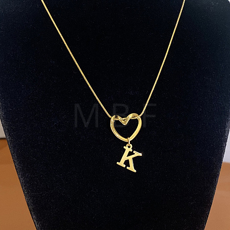 304 Stainless Steel Heart with Initial Pendant Necklaces for Women FS-WG4DC9E-11-1