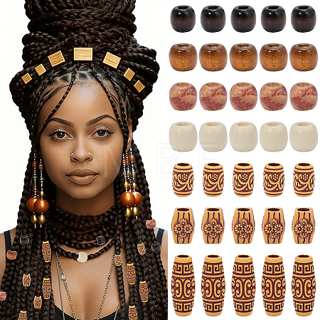 110Pcs 7 Styles Plastic and Wood Beads KY-PA0001-18-1