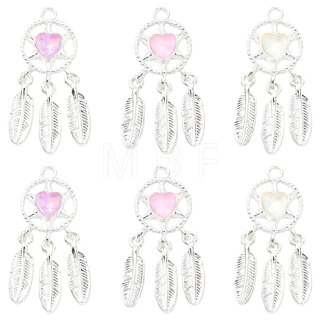 6Pcs 3 Colors Rack Plating Alloy Rhinestones Pendants FIND-YW0011-72-1