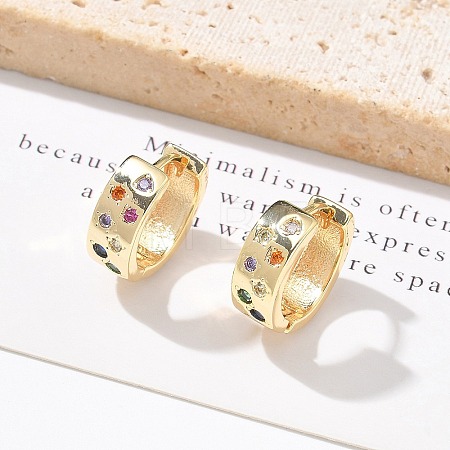 Brass Micro Pave Cubic Zirconia Hoop Earrings LS-EJEW-H152-01D-G-1