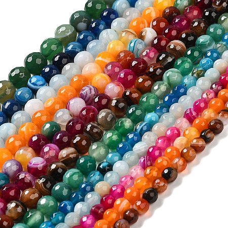 Natural Striped Agate/Banded Agate Beads Strands G-A246-8mm-15-1