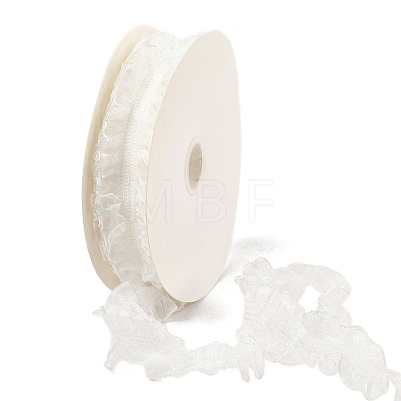 20 Yards Polyester Pleated Elastic Lace Trim SRIB-M015-01C-1