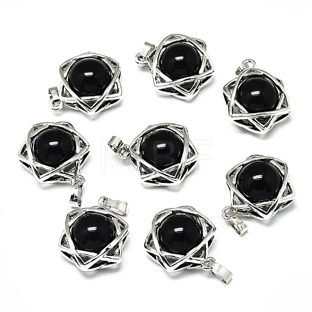 Natural Obsidian Pendants G-R485-01A-1