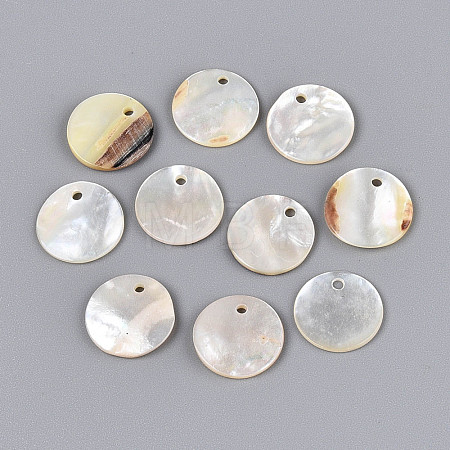 Natural Seashell Disc Charms SSHEL-N041-05-1