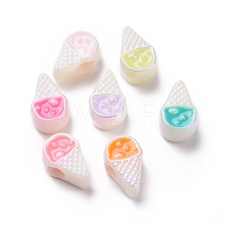 UV Plating Rainbow Iridescent Acrylic European Beads X-SACR-E009-36-1