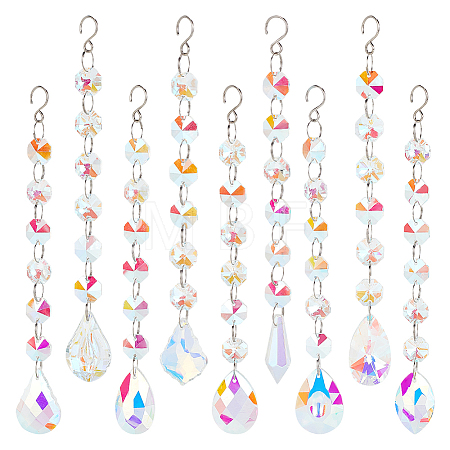 9Pcs 9 Style AB Color Faceted Glass Suncatchers HJEW-GL0001-05-1