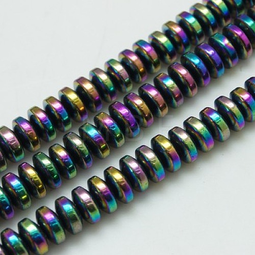 Non-magnetic Synthetic Hematite Heishi Beads Strands G-K013-6x3mm-01-1