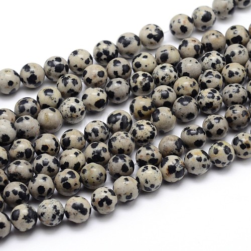 Natural Dalmatian Jasper Round Bead Strands G-J303-19-8mm-1