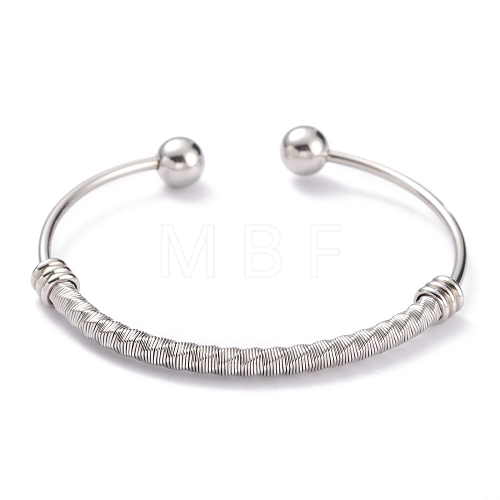 304 Stainless Steel Torque Bangles BJEW-O182-02P-1