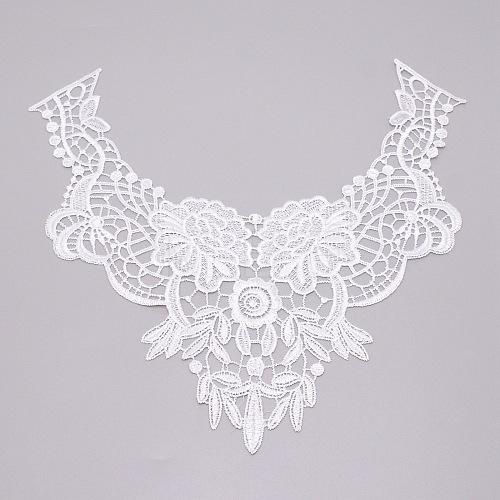 Milk Silk Embroidered Floral Lace Collar DIY-WH0260-06A-1