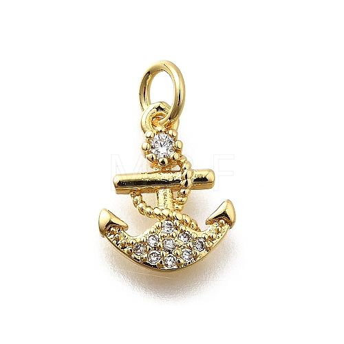 Brass Micro Pave Cubic Zirconia Charms KK-P295-41G-1