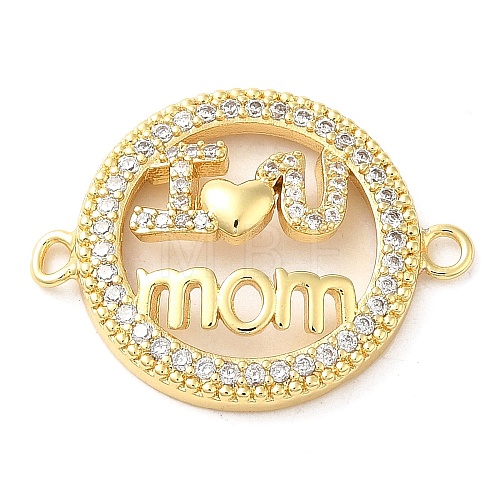 Brass Micro Pave Clear Cubic Zirconia Mama Connector Charms FIND-Z041-12B-1
