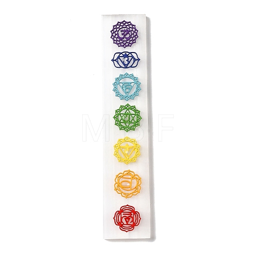 Seven Chakra Symbol Engraved Stick Jewelry AJEW-U002-09-1