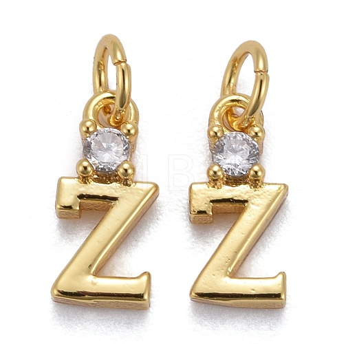 Brass Micro Pave Clear Cubic Zirconia Pendants ZIRC-Z011-35Z-1