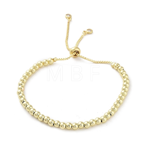 Adjustable Brass Round Beaded Slider Bracelets BJEW-D039-31A-G-1