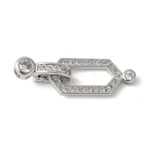 Brass Pave Clear Cubic Zirconia Fold Over Clasps KK-M320-26P-1