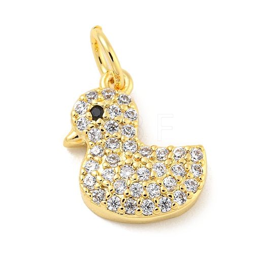 Rack Plating Brass Micro Pave Clear Cubic Zirconia Pendants KK-B093-02D-G-1