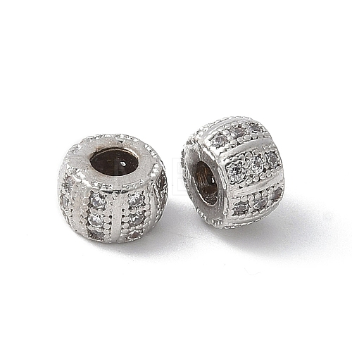 Brass Micro Pave Cubic Zirconia Beads KK-D324-20P-1